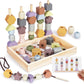 Montessori Toys For 3 Year Old - Wooden Lacing Beads & Stacking Blocks Toys For 3 4 5 Year Old Girl Boy Easter Birthday Gifts, Preschool Learning Activities With Beads Sequencing Set For Toddler 2-4