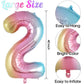 Rainbow Gradient Number 2 Balloon, 40 Inch Big Large Foil Number Balloons, Jumbo Mylar Number 2 Balloons For 2 Second Birthday P