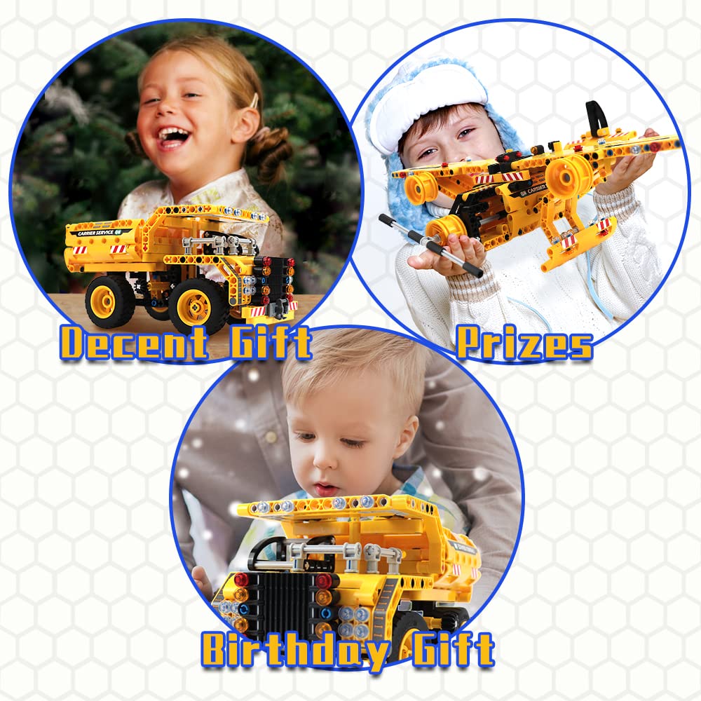 Amy&Benton 361Pcs Building Kit Dump Truck Building Toys Sets 2-In-1 Truck Airplane Take Apart Toy Kids Airplane Building Kit For Boys 8-12 Stem Building Toys Set For Kids Gift Birthday