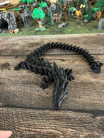 Munnygrubbers - Xl 26' Crystal Dragon Fidget Toy - Heavy Duty - 3D Printed Flexible Articulating Dragon Plastic Collectible Figurine - Surprise Egg Compatible - (Green Dragon)