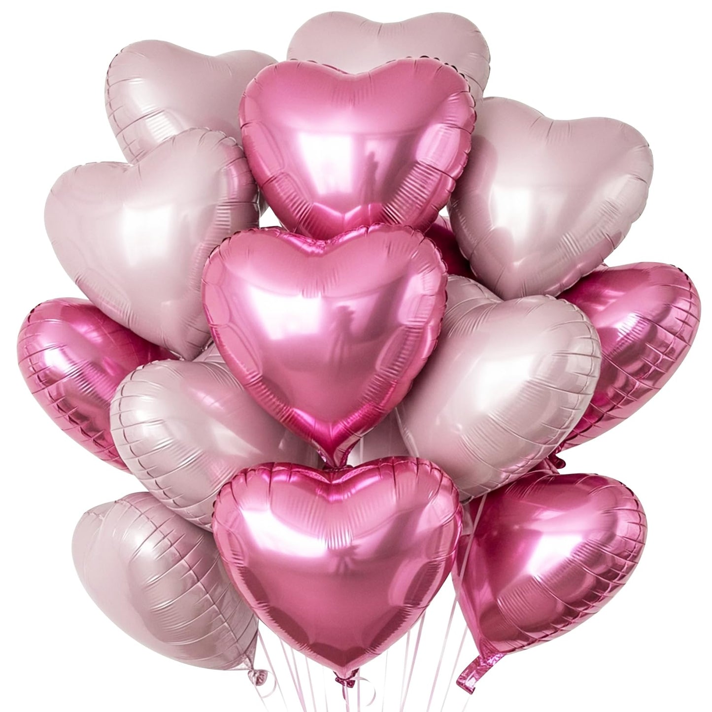 TONIFUL 30Pcs 18 Inch Pink Light Pink Balloons Pink Pastel Pink Heart Shape Foil Mylar Banners Decoration for Birthday Valentine