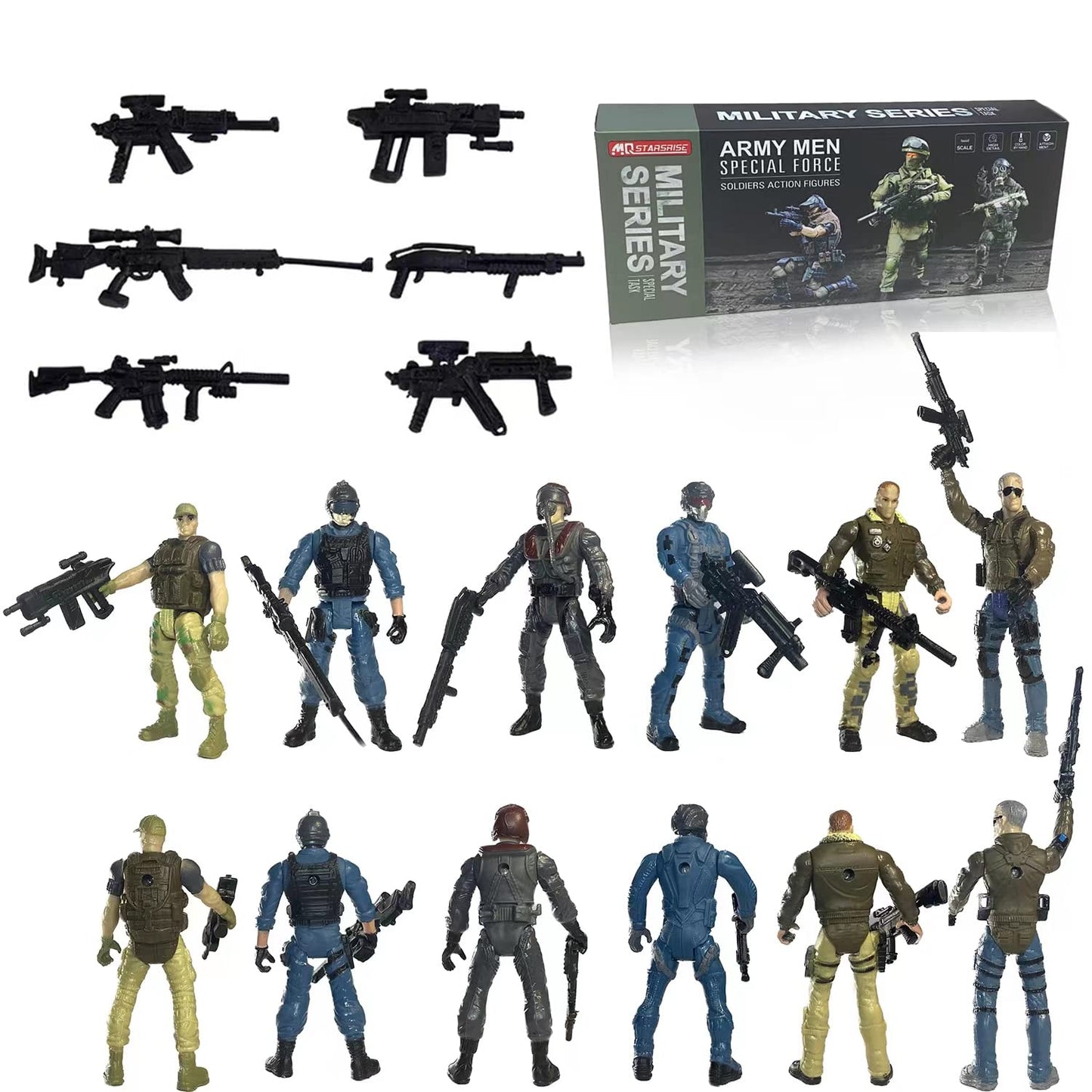 MQSTARSRISE Toy Soldiers Action Figures  6 Pcs Army Men Action Figure Play Set for Kids  US Army Men and SWAT Team Toy with Military  Accessories for Kids Toddler Boy