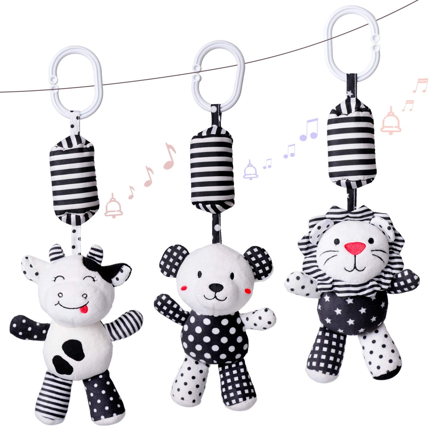 Rolimate Baby Toy Cartoon Animal Stuffed Hanging Rattle Toys, Baby Bed Crib Car Seat Travel Stroller Soft Plush Toys With Wind Chimes, Best Birthday Gift For Newborn 0-18 Month