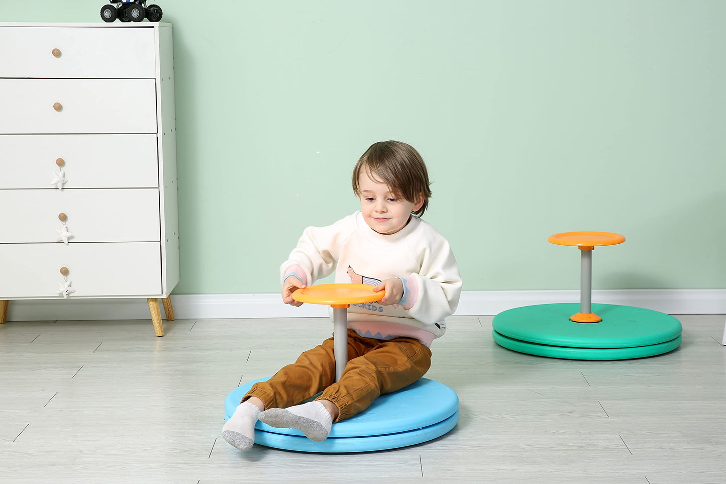 Spinner-X Seated Spinner Sensory Toy, Sit Spinner Sit And Spin Bigger Size And Durable Material For Kids- Ages 3 And Up (Blue) B
