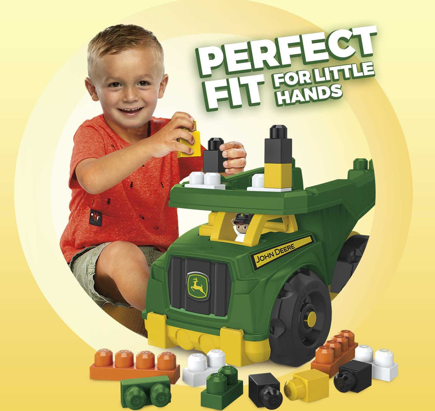 Mega BLOKS John Deere Dump Truck Building Set, 25 Pieces, Plastic, Green, Ages 1+, Model DBL30