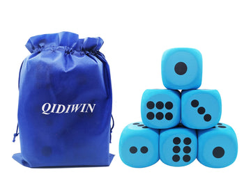 Qidiwin Jumbo Foam Dices - 3.94'' Giant Dot Dices, Eva Foam, 6Pcs Blue