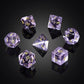 D&D Dice DNDND 7 Piece Zircon Glass Dice Set with Great Gift Box for Dungeons and Dragon DND Tabletop Game (Purple Glass with Go