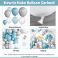 148Pcs Dusty Blue Balloon Arch Kit,Double Stuffed Blue Balloon Garland Pastel Blue Grey White Balloons Slate Blue Balloon Arch F