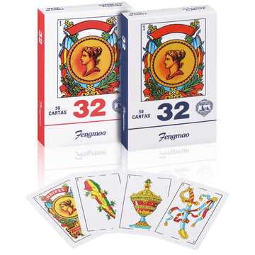 Spanish Playing Cards, Barajas Españolas Originales, Cartas Españolas Originales, Briscas Cards Puerto Rico,Mexican Playing Cards, Mexican Card Game, Spanish Cards Deck (Red + Blue)