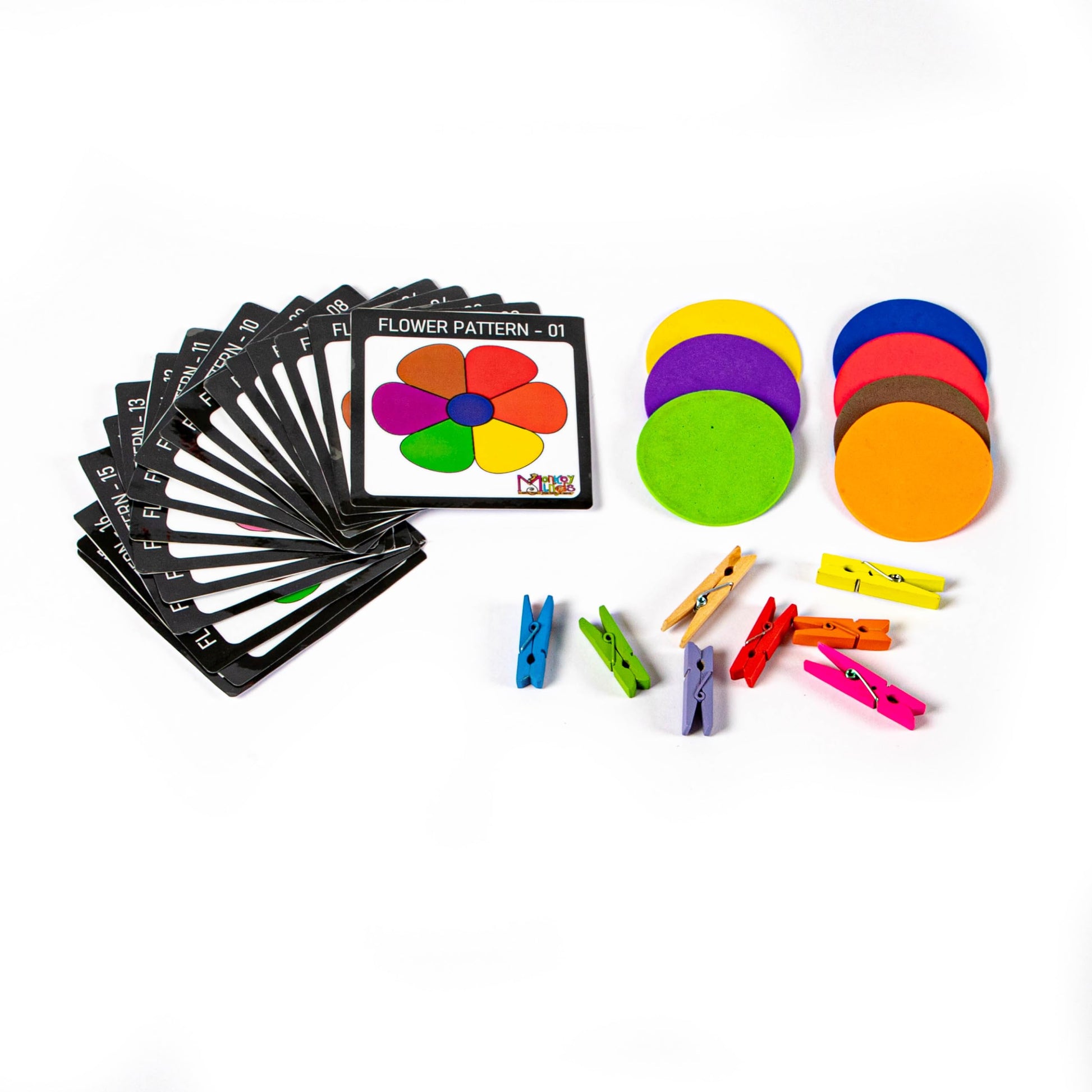 Monkey Minds Pattern & Sequence Activity Kit  Flower Clips, Concept Of Patterns, Sequence, Colour Matching And Fine Motor Skill