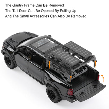 Toy Dodge Mammoth Pickup Truck Model Car Vehicle Toy for Kids Boys 3+ Years, Diecast Metal Truck with Sound and Light, 1:32 Allo
