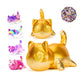 Lccoous 61-Pcs ? 6.1'' Gold Cat Plush+ 60Pcs Cat Stickers -Meow Cat Plush -Meow Cat Stuffed Animal Collection, Birthday Gift For