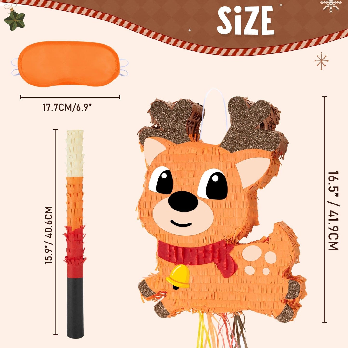 Wernnsai Reindeer Piata for Christmas - Large & Cute 16.5   Brown Decorative Piata