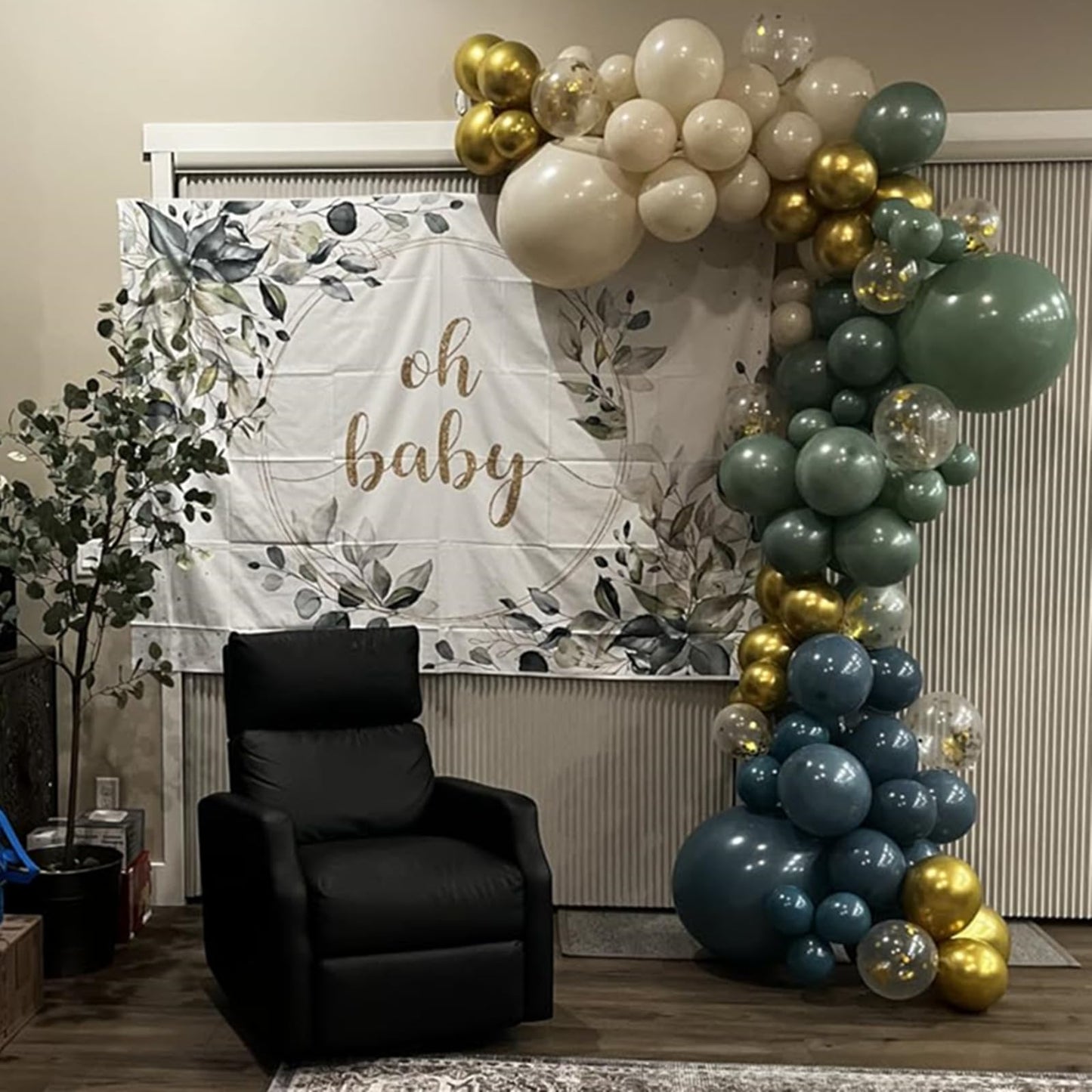Green Blue Balloons Sage Beige Gold Balloons Jungle Woodland Party Decorations Dusty Blue Green White Balloon 60Pcs 12Inch Latex