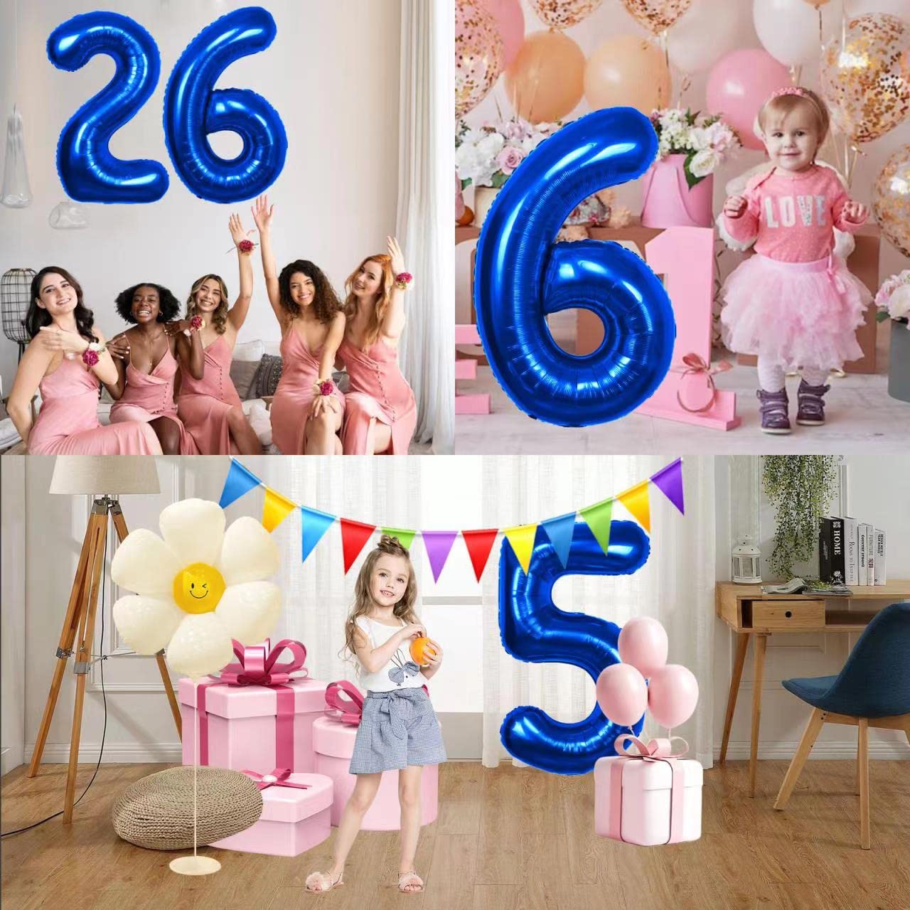 40 Inch Number 26 Balloon Blue Jumbo Giant Big Large Number 26 Foil Mylar Blue Balloons 62Th Birthday Party Anniversary Decorati