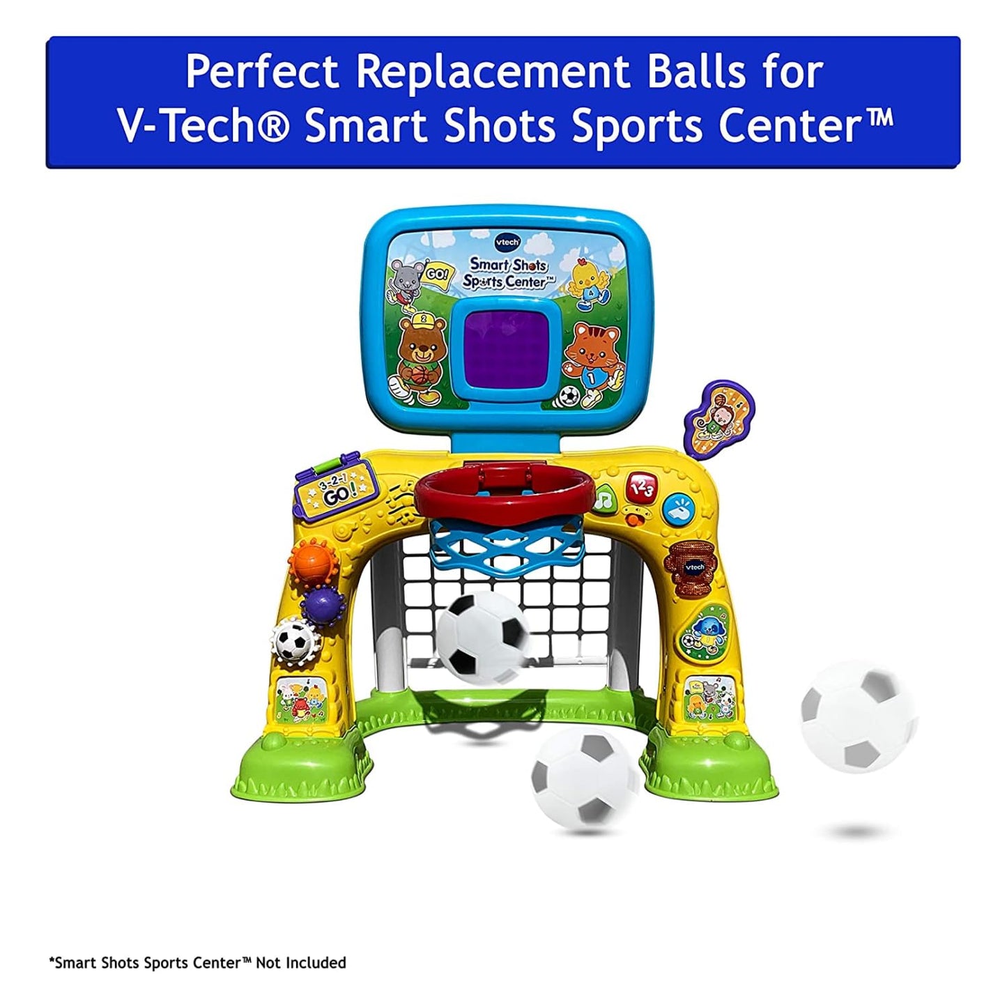 Botabee PowrX Mini Replacement Balls for Toddlers - PVC, Black, Model BH0016-1, Perfect for VTech Smart Shots Sports Center Games