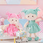 Onetoo Plush Rag Doll My First Baby Doll Soft Baby Doll For Girls Sleeping Cuddle Buddy Doll Wear Green Dress White Polka Dot 14'(Milly Series)