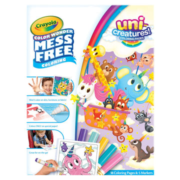 Crayola Color Wonder Unicreatures, Unicorn Mess Free Coloring Pages & Markers, Gift For Kids, Ages 3, 4, 5, 6,