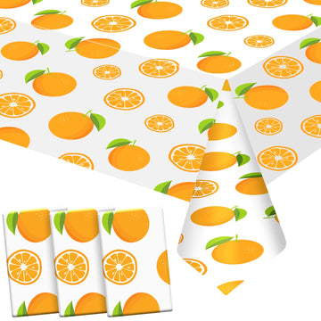 Tudomro 3 Pcs Little Cutie Party Tablecover, Fruit Orange Tablecloth for Cutie is on The Way Birthday Party, Baby Shower, Summer