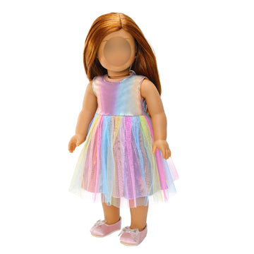 Barwa Doll Clothes And Accessories For 18 Inch Dolls Mermaid Casual Tutu Dress, Outfits, Swimsuit, Underwear… (J: 2 Pcs Rainbow Tutu Dresses)