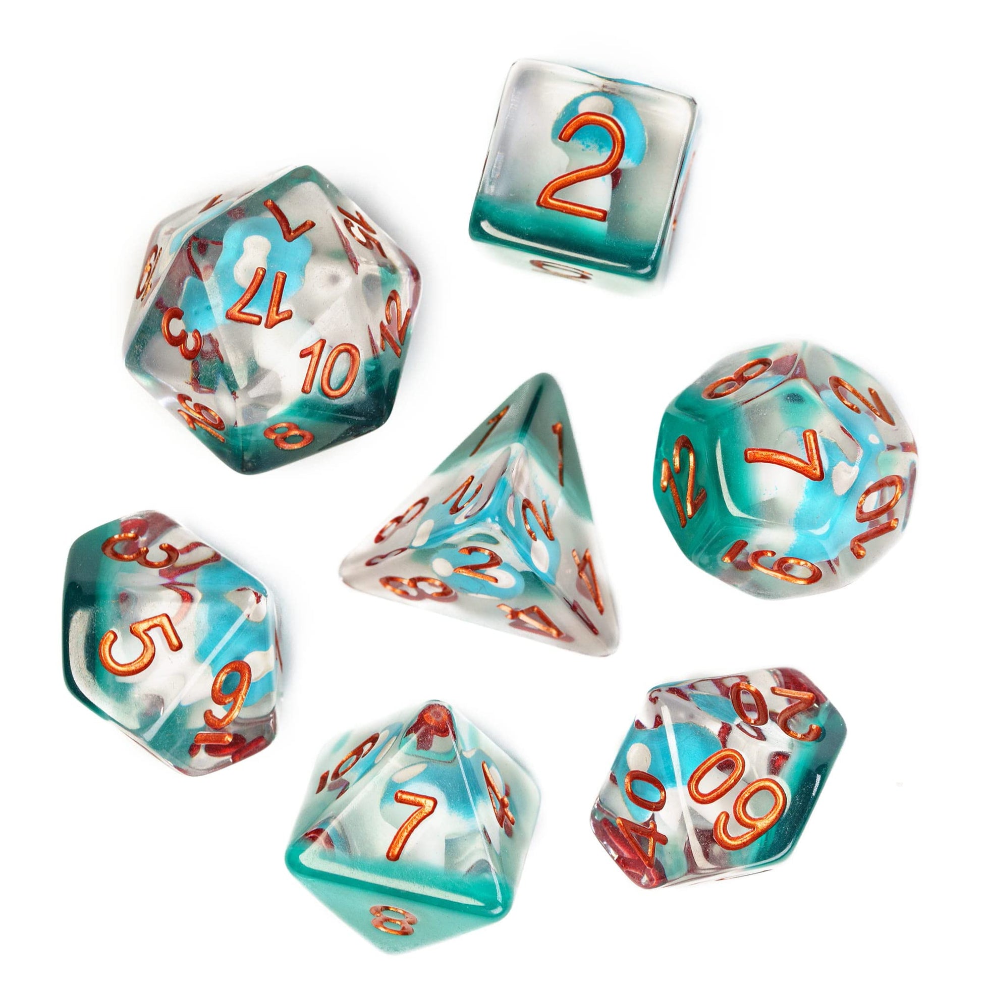 UDIXI 7PCS DND Dice Set, Polyhedral Dice Set D&D Filled with Blue Mushroom, for Dungeons and Dragons Role Playing Games Tabletop