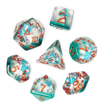 UDIXI 7PCS DND Dice Set, Polyhedral Dice Set D&D Filled with Blue Mushroom, for Dungeons and Dragons Role Playing Games Tabletop