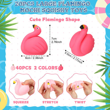 Sratte 20 Pcs Flamingo Party Favors Flamingo Stress Balls Relaxable Stress Relief Toys For Girls Boys Summer Beach Tropical Pool