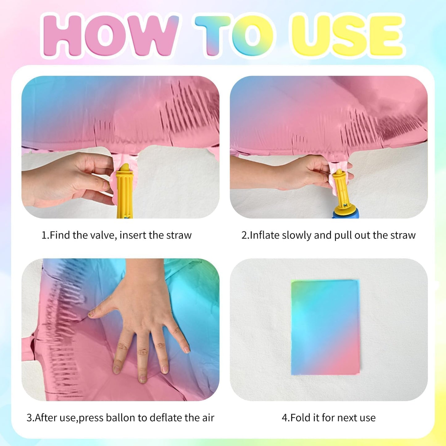 12 Pcs Heart Balloons, 18 inch Rainbow Heart Shaped Balloons, Big Heart Helium Balloons, Heart Love Foil Balloons for Wedding Ba