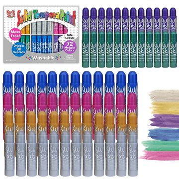 Kwik Stix Solid Tempera Paint Sticks, 72 Metallic Colors, Washable Paint Sticks for Kids, Super Quick Drying, Non-Toxic, Allerge