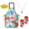 Yookat 5Pcs Kids Artist Costume Accessories Set with Hat Apron Sleeves Necklace Kids Painter Costume (Yellow)