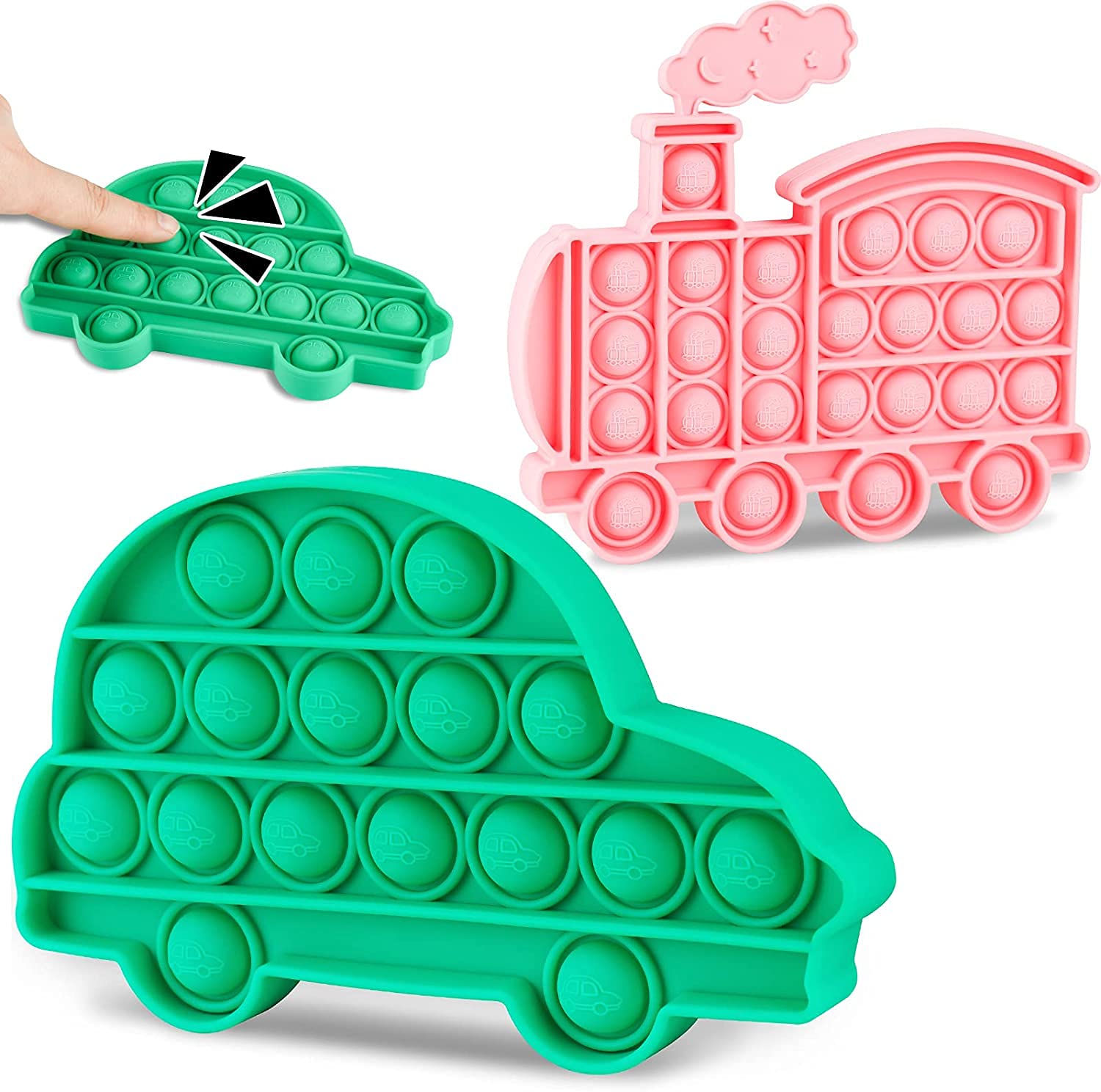 Funblast Pop It  Popit Game, Poppet For Kids, Train With Car Pop Bubble Fidget Toys, Popit Fidget Toy, Pop It For Girls (Pack O
