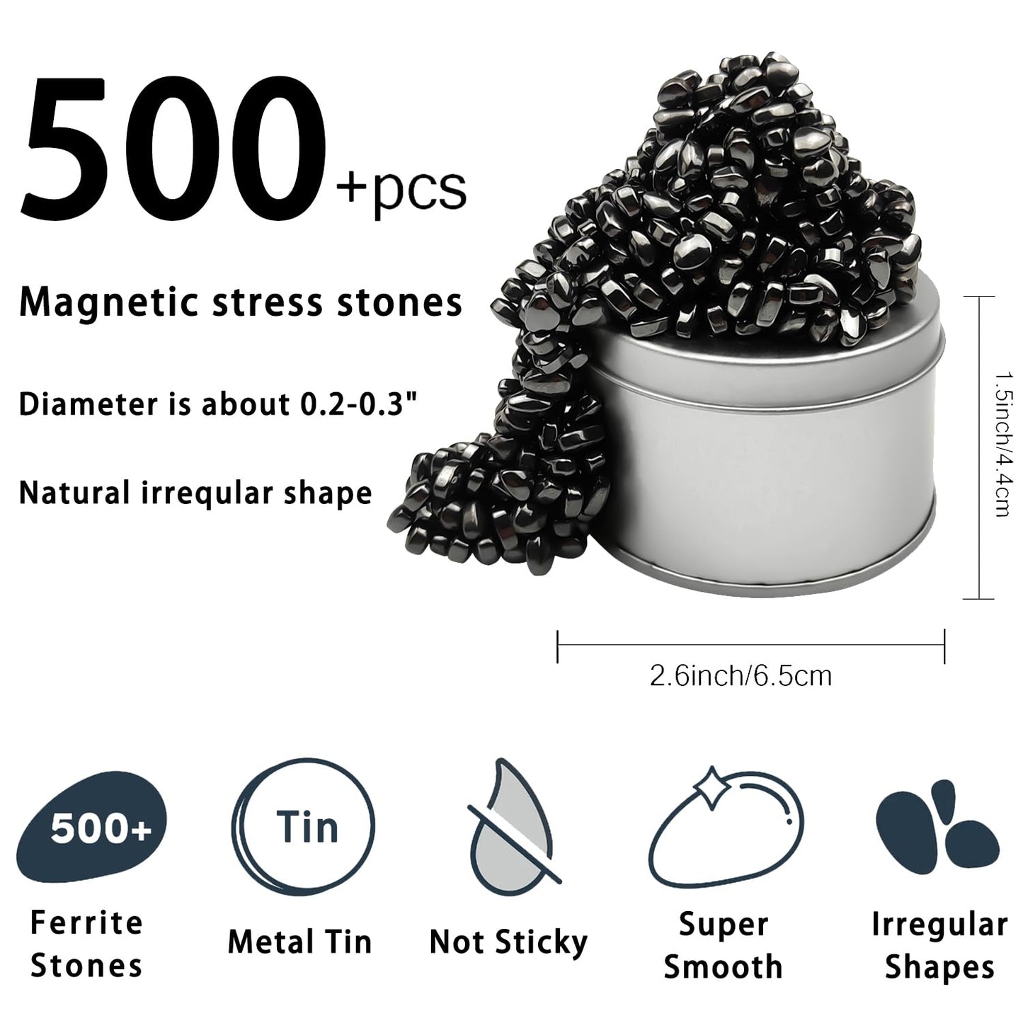 Luckyrao Ferrite Putty,Black Over 500 Weak Magnetic Ferrite Stones, Satisfying Magnet Rocks Desk Toys for Office and Fidget Toys