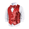 Dress Up America Boys Sequin Vest With Bowtie - Sparkly Costume Vest For Kids - Shiny Formal Party Outfit For Boys (Red)