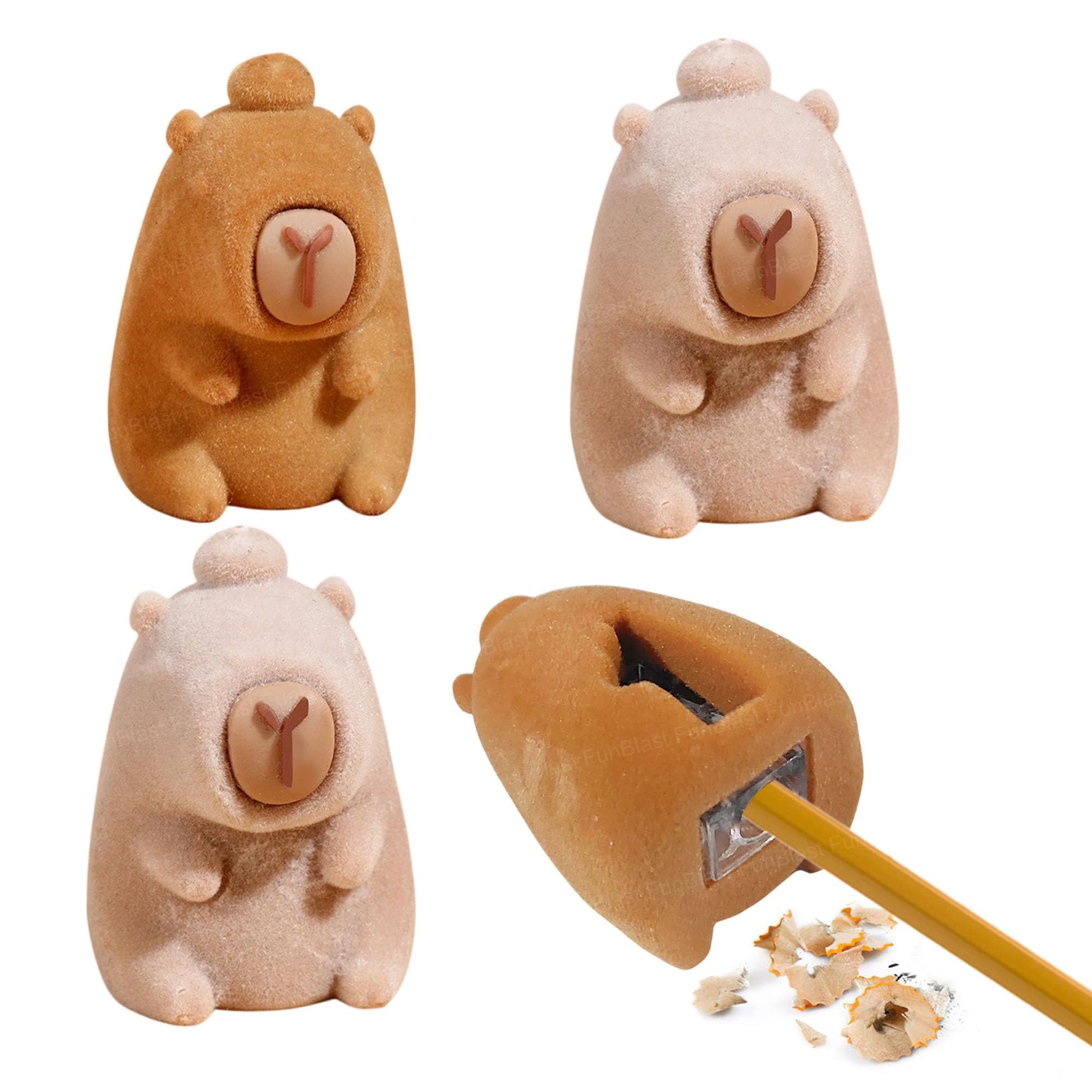 Funblast Capybara Shape Pencil Sharpener For Kids - Set Of 4 Pcs Sharpener For Kid, Stationery Items Aesthetic, Stylish Sharpene