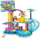Dream Girls Friends Beach Villa Building Set 380 Pcs With Slide, Swimming Pool, Party Room & Vacation House Building Kits For Kids Girls 6-8-12
