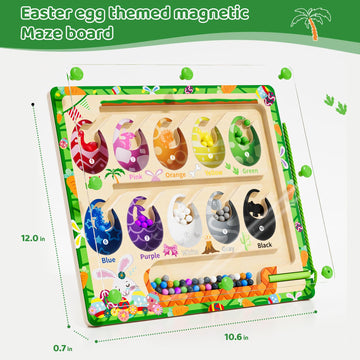 Zhiwuzhu Magnetic Color And Number Maze,Dinosaur Eggs Montessori Toys For 2 3 4 5 Year Old,Counting Matching Learning Toys,Easte