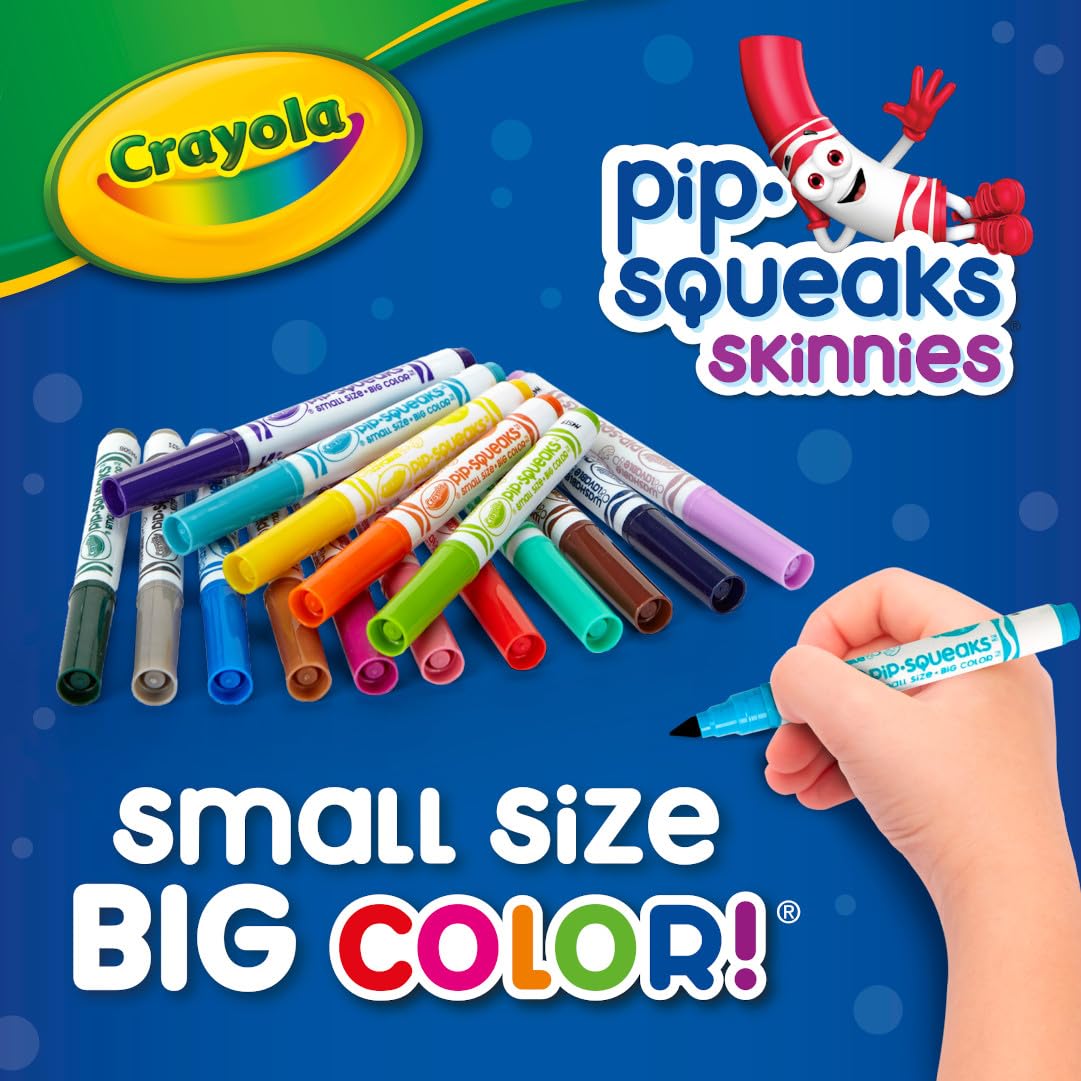 Crayola Pip-Squeaks Skinnies Washable Markers (64ct), Mini Markers for Kids, Coloring Markers, Craft Supplies, Kids Holiday Gift