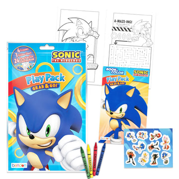 Sonic the Hedgehog Birthday Party Favors and Supplies Bundle - 12 Sonic Activity Play Packs for Boys, Girls with Mini Coloring B