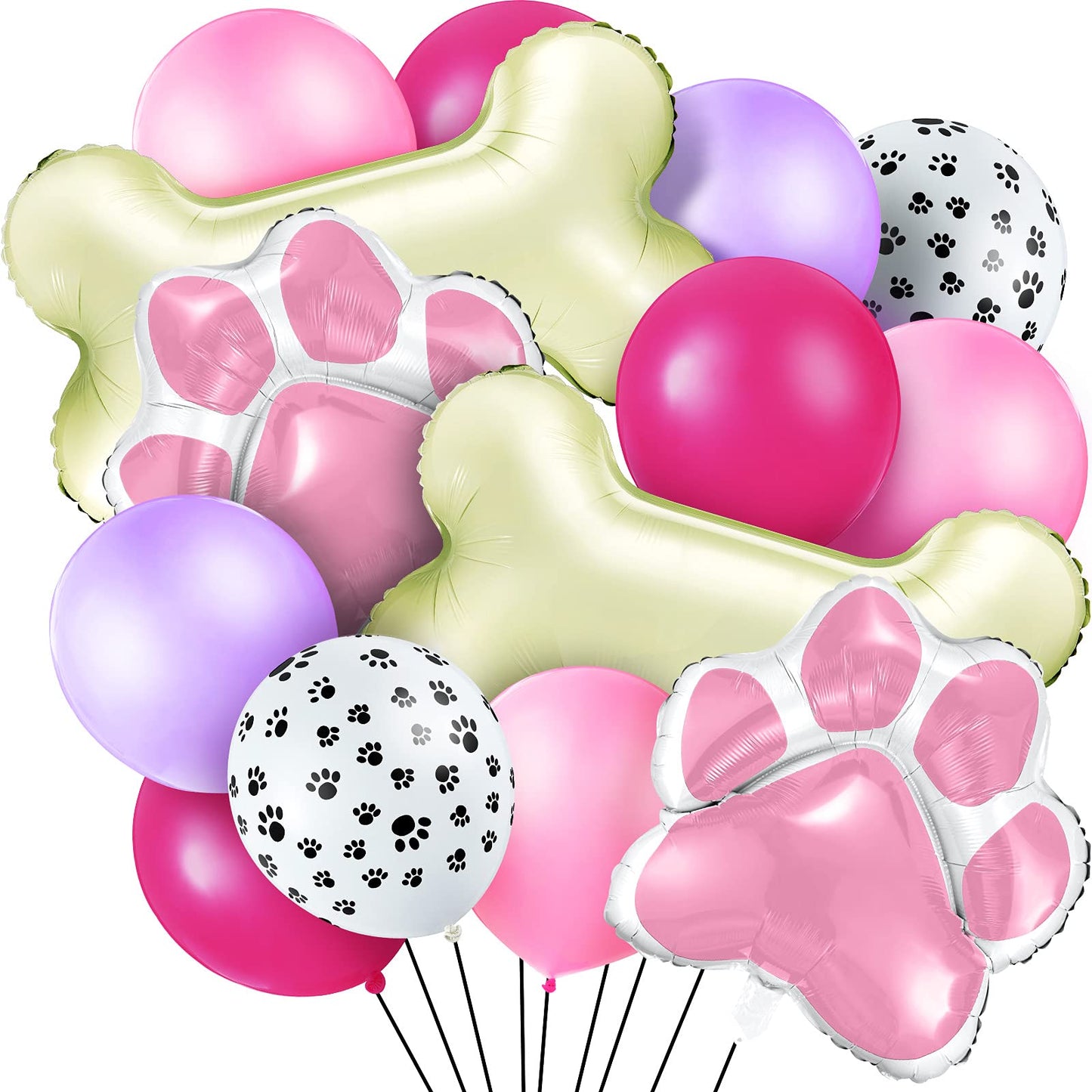46 Pcs Dog Themed Balloon Decoration Set With Paw Print And Bone Balloons Birthday Party Supplies(Lovely Colors)