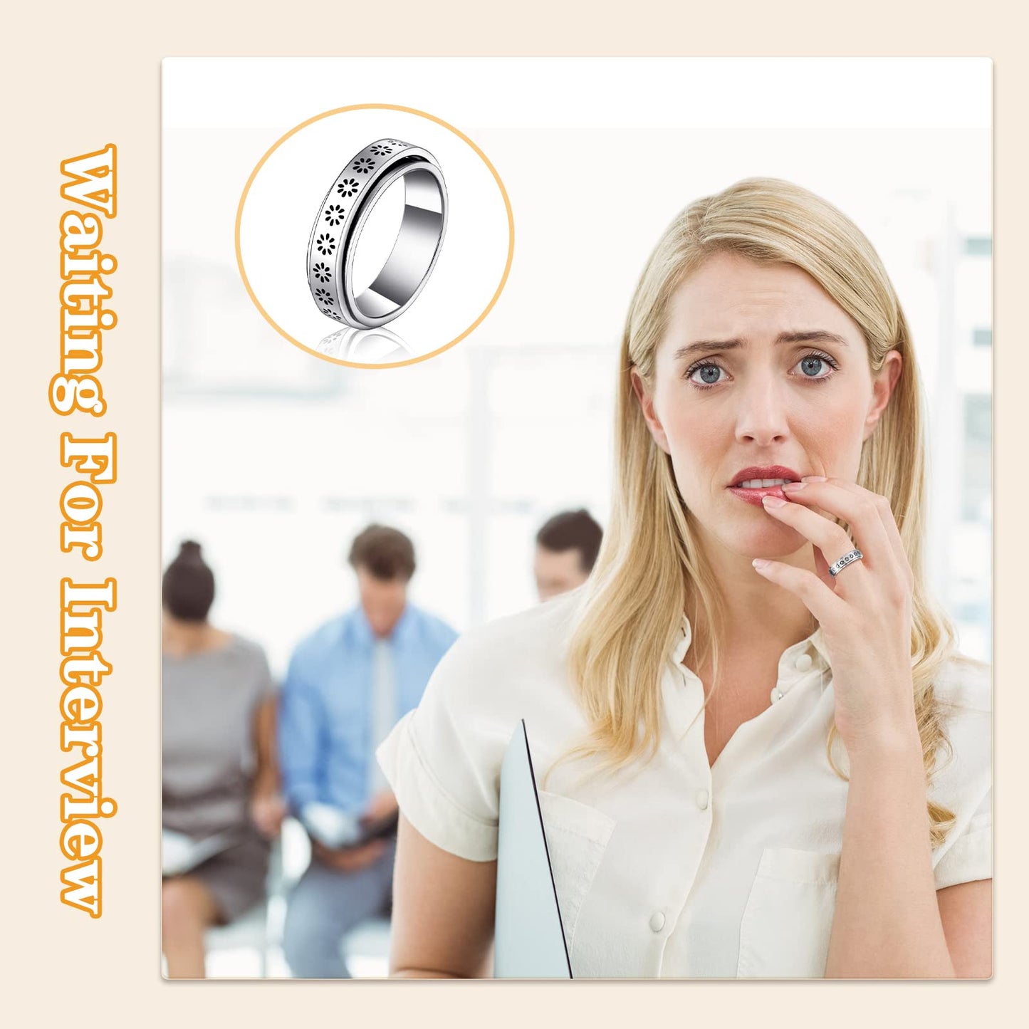 12 Pieces Fidget Anxiety Rings Including 6 Pieces Spiky Sensory Finger Rings, Spinner Rings, Anxiety Rings, Zircon Ring With Beads For Women Men (Multiple Style)