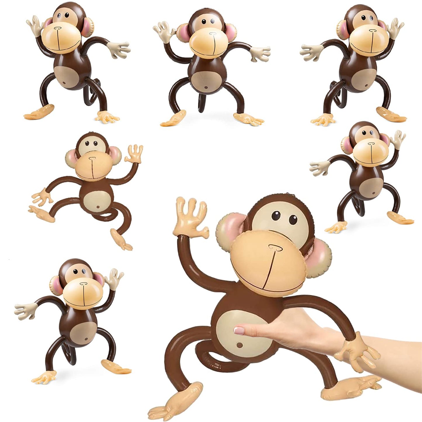 Inflatable Monkeys 27 Inch, 6-Pack Monkey Safari Party Supplies Inflatable Safari Animals Monkey Themed Birthday Party Decorations For Safari, Jungle Themed Birthdays, Blow Up Party Favors Supplies