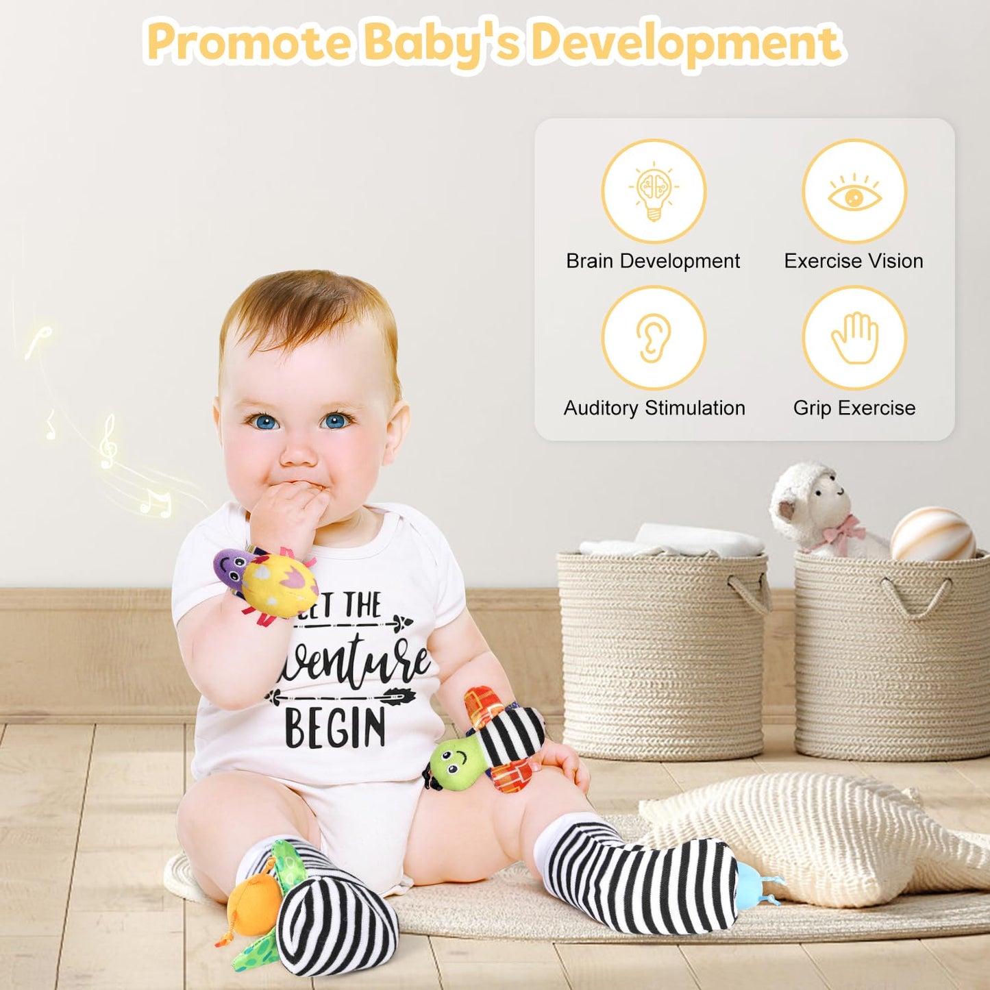 Iaovueby Baby Gift Set, Baby Shower Gifts, Black And White High Contrast Baby Toys 0-6 Months For Newborn Essentials Infant Ratt
