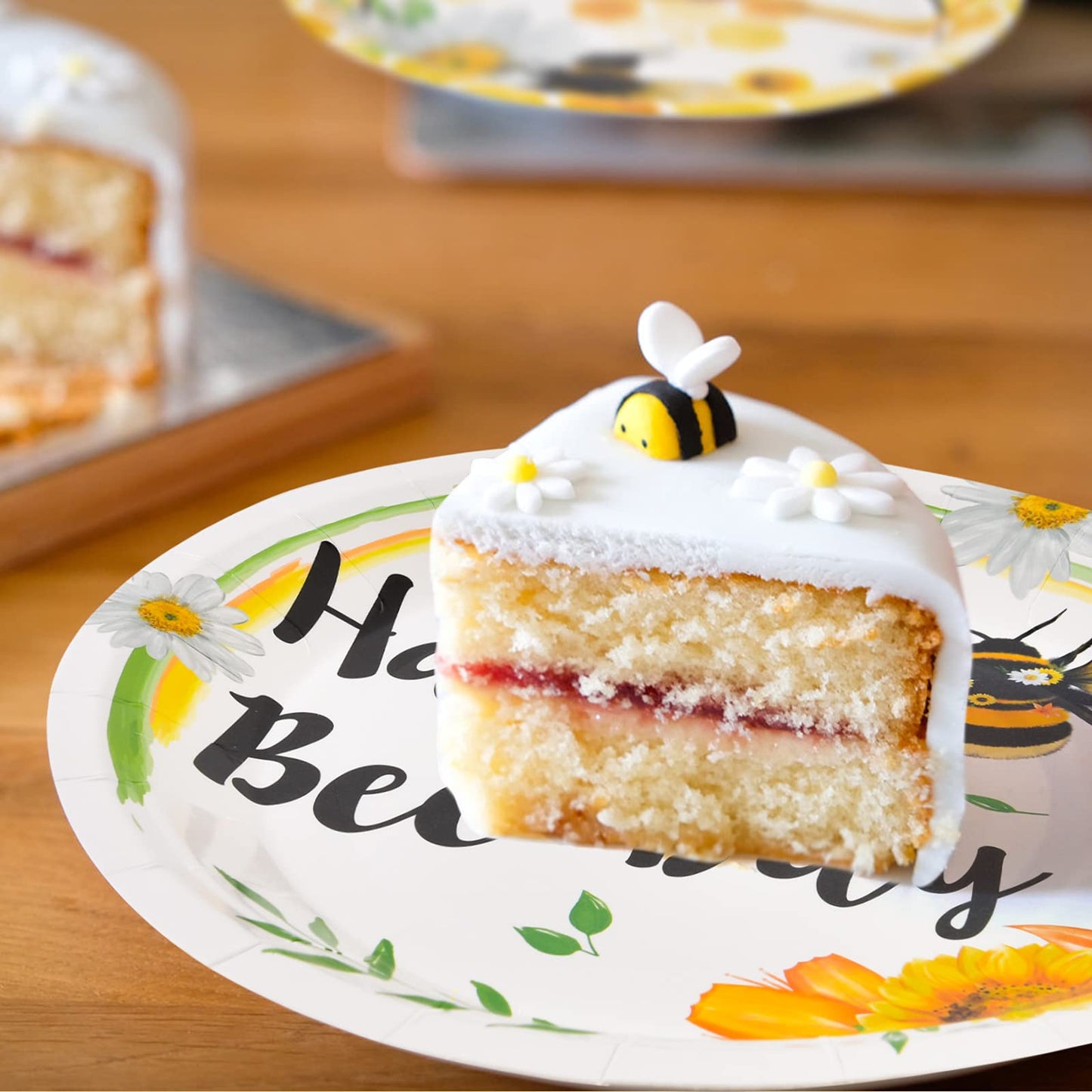 Wernnsai Bee Party Plates And Napkins - 48 Pcs Happy Bee Day Party Supplies For Kids Honey Bee Party Tableware Set Dinner Dessert Cake Plates Lunch Napkins Serves 16 Guests