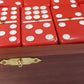 Marion Double 9 Domino Set (55 Tiles) Jumbo Tournament Professional Size With Spinners In Dovetailed Sheesham Wood Box (Red)
