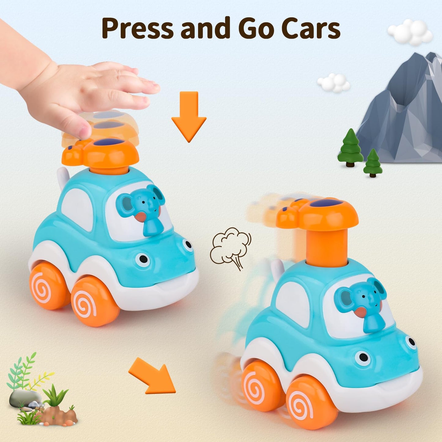 Amy&Benton Toddler Toy Cars Baby Toy Cars Press and Go Cars for Toddlers 1-3 Animal Cars Toy Cars for Boys 1 Year Old 1st Birthd
