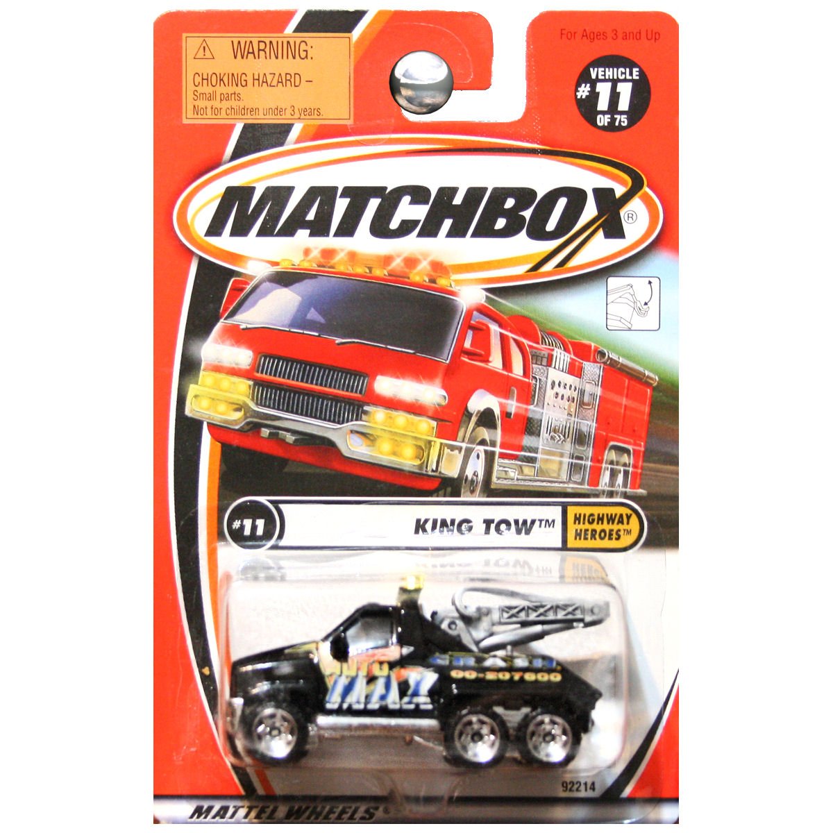 Matchbox 2001 Highway Heroes King Tow Truck Max Crash Auto Black #11