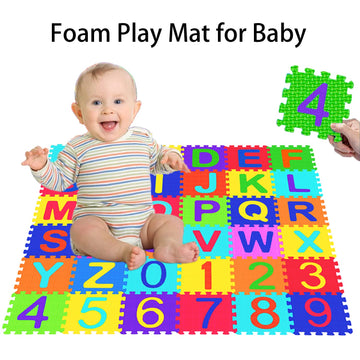 Febyyer 36 Tiles Childrens Foam Puzzle Mat, Play Mat, Play Rug With Letters Of The Alphabet And Numbers