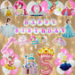 Fi  Flick In 50 Pcs Happy 5Th Birthday Decoration Kit For Girls Car Castle Cutouts Princess Sash Led Light Princess Birthday De
