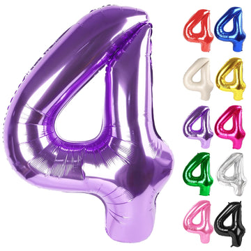 Purple Number 4 Balloon 40 Inch, 4 Balloon Number, 4Th Birthday Decorations, Purple Party Supplies For Boys Girls