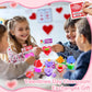 28 Pack Valentines Heart Cup Butter Slime With 7 Style Charms Valentine'S Cards, Valentines Day Gifts For Kids Soft & Non-Sticky
